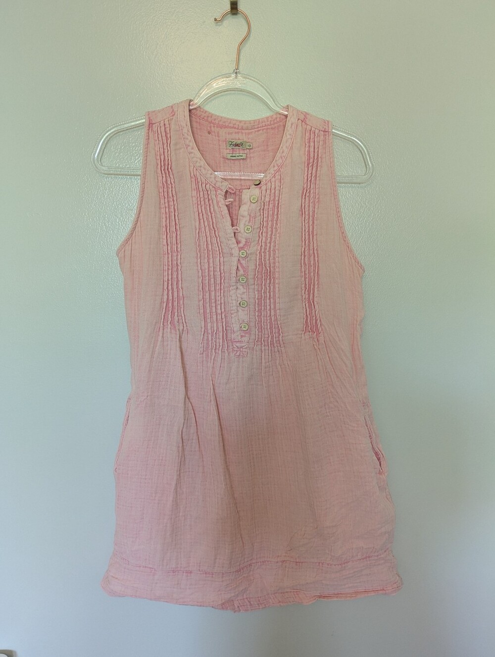 Faherty Isha Dress Light Pink Cotton Gauze Small